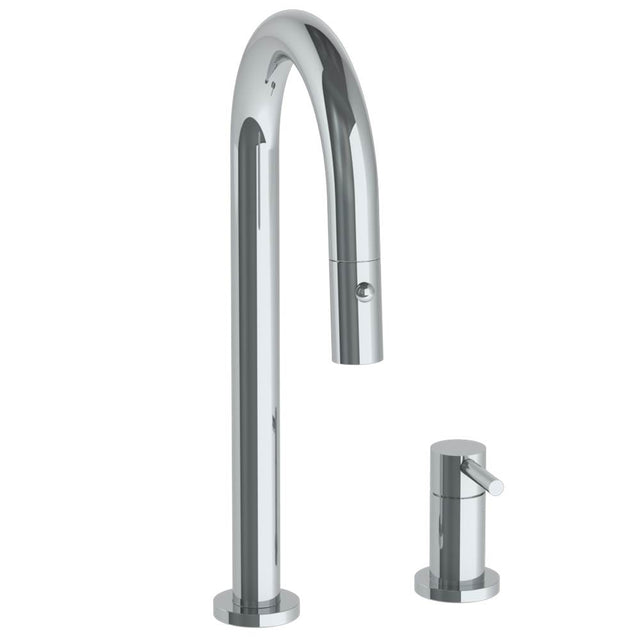 Watermark - Deck Mounted 2 Hole Gooseneck Prep Faucet with Pull Down Spray - Vintage Copper