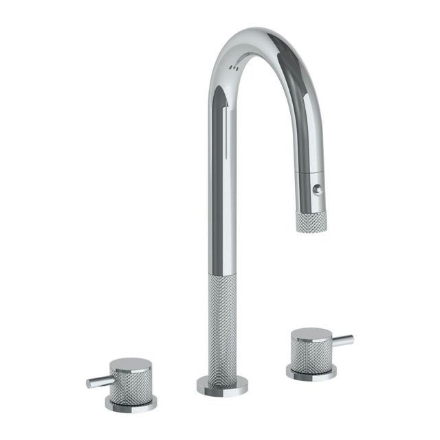 Watermark - Deck Mounted 3 Hole Gooseneck Prep Faucet with Pull Down Spray - Vintage Copper
