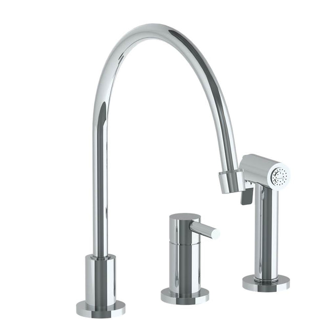 Watermark - Deck Mounted 3 Hole Extended Gooseneck Kitchen Set - Includes Side Spray - Vintage Copper