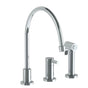 Watermark - Deck Mounted 3 Hole Extended Gooseneck Kitchen Set - Includes Side Spray - Vintage Copper