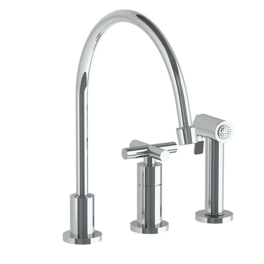 Watermark - Deck Mounted 3 Hole Extended Gooseneck Kitchen Set - Includes Side Spray - Vintage Copper
