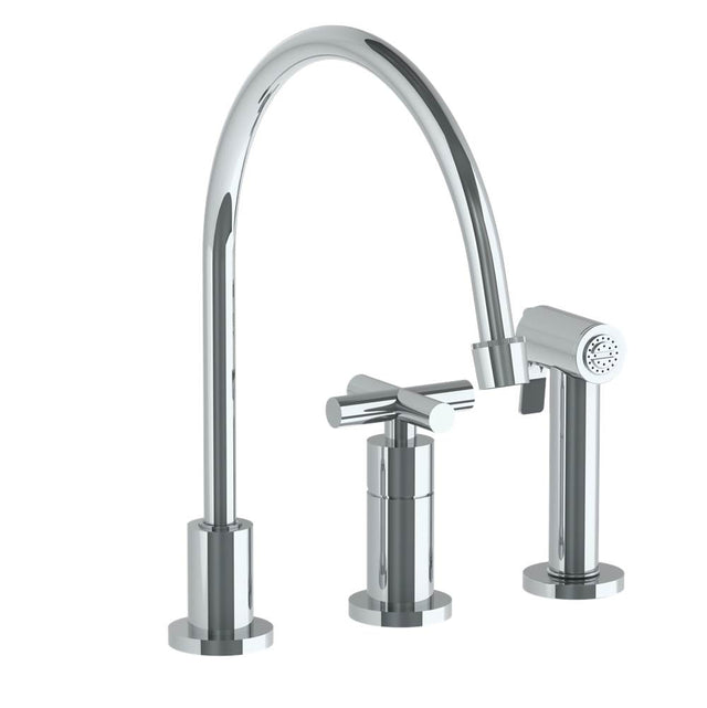 Watermark - Deck Mounted 3 Hole Extended Gooseneck Kitchen Set - Includes Side Spray - Vintage Copper