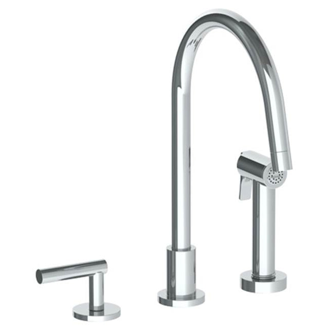 Watermark - Deck Mounted 3 Hole Gooseneck Kitchen Set -  Includes Side Spray - Vintage Copper