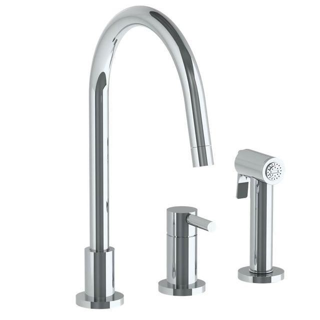 Watermark - Deck Mounted 3 Hole Gooseneck Kitchen Set -  Includes Side Spray - Vintage Copper