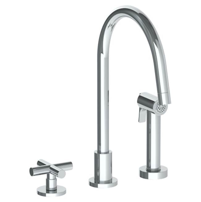 Watermark - Deck Mounted 3 Hole Gooseneck Kitchen Set -  Includes Side Spray - Vintage Copper