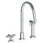 Watermark - Deck Mounted 3 Hole Gooseneck Kitchen Set -  Includes Side Spray - Vintage Copper