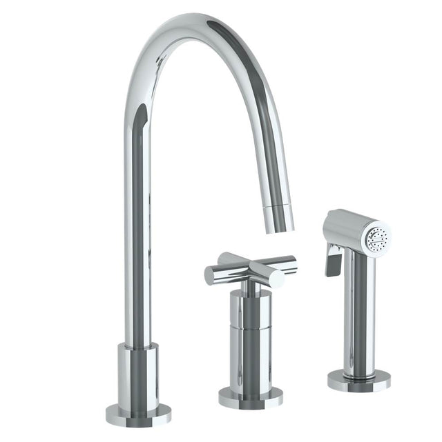 Watermark - Deck Mounted 3 Hole Gooseneck Kitchen Set -  Includes Side Spray - Vintage Copper