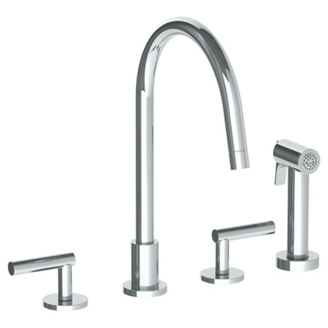 Watermark - Deck Mounted 4 Hole Gooseneck Kitchen Set -  Includes Side Spray - Vintage Copper
