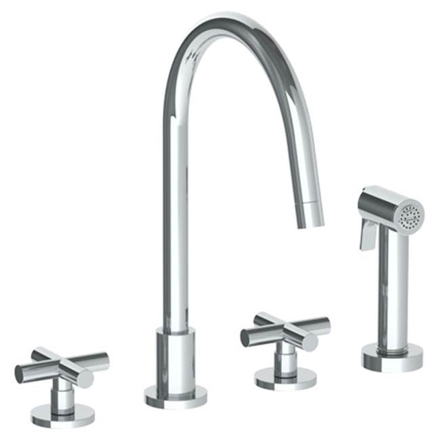 Watermark - Deck Mounted 4 Hole Gooseneck Kitchen Set -  Includes Side Spray - Vintage Copper