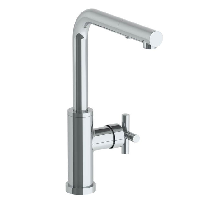 Watermark - Deck Mounted 1 Hole Square Top Kitchen Faucet with Pull Out Spray -Low Spout - Vintage Copper