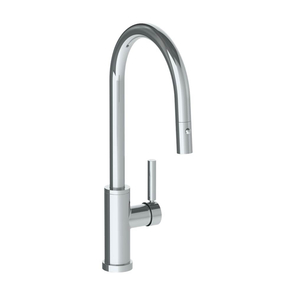 Watermark - Deck Mounted 1 Hole Gooseneck Kitchen Faucet with Pull Down Spray - High Spout - Vintage Copper