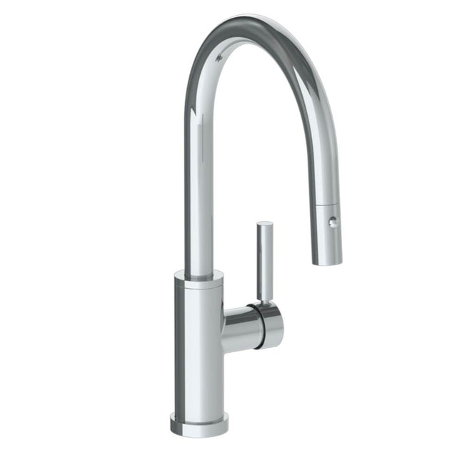 Watermark - Deck Mounted 1 Hole Gooseneck Kitchen Faucet with Pull Down Spray - Low Spout - Vintage Copper