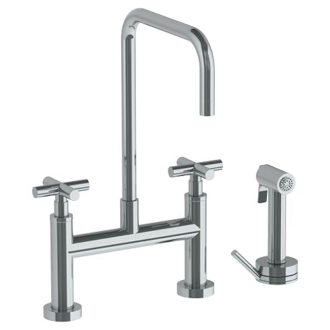 Watermark - Deck Mounted Bridge Square Top Kitchen Faucet with Independent Side Spray - Vintage Copper