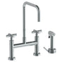 Watermark - Deck Mounted Bridge Square Top Kitchen Faucet with Independent Side Spray - Vintage Copper