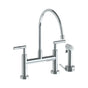 Watermark - Deck Mounted Bridge Extended Gooseneck Kitchen Faucet with Independent Side Spray - Vintage Copper