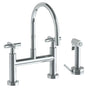 Watermark - Deck Mounted Bridge Gooseneck Kitchen Faucet with Independent Side Spray - Vintage Copper