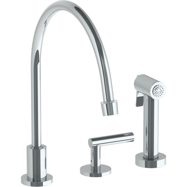 Watermark - Deck Mounted 3 Hole Extended Gooseneck Kitchen Set - Includes Side Spray - Vintage Copper