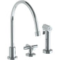 Watermark - Deck Mounted 3 Hole Extended Gooseneck Kitchen Set - Includes Side Spray - Vintage Copper