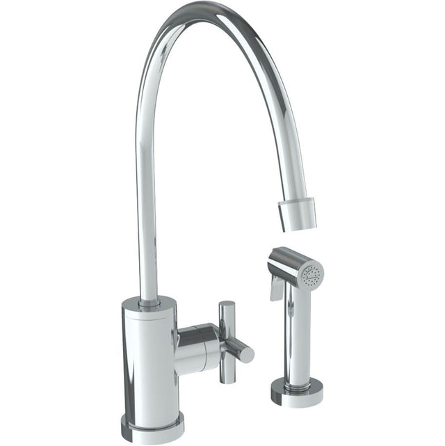 Watermark - Deck Mounted 2 Hole Extended Gooseneck Kitchen Set - Includes Side Spray - Vintage Copper