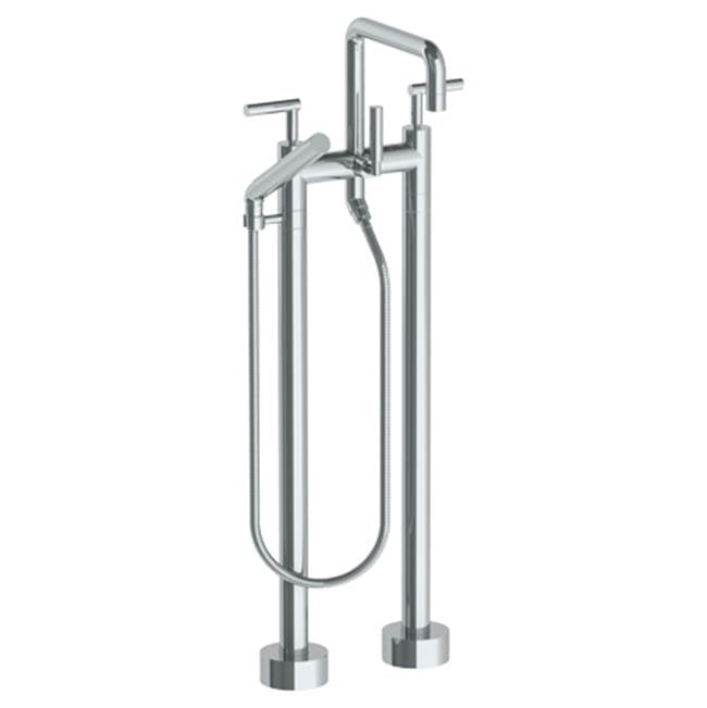 Watermark - Floor Standing Bath set with Square Spout and Slim Hand Shower - Vintage Copper