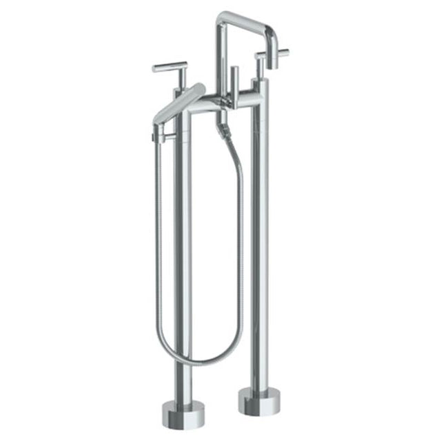 Watermark - Floor Standing Bath set with Square Spout and Slim Hand Shower - Vintage Copper