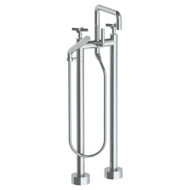 Watermark - Floor Standing Bath set with Square Spout and Slim Hand Shower - Vintage Copper
