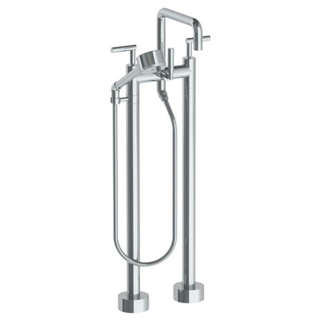 Watermark - Floor Standing Bath set with Square Spout and Volume Hand Shower - Vintage Copper
