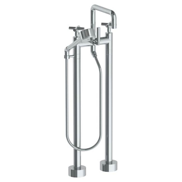 Watermark - Floor Standing Bath set with Square Spout and Volume Hand Shower - Vintage Copper