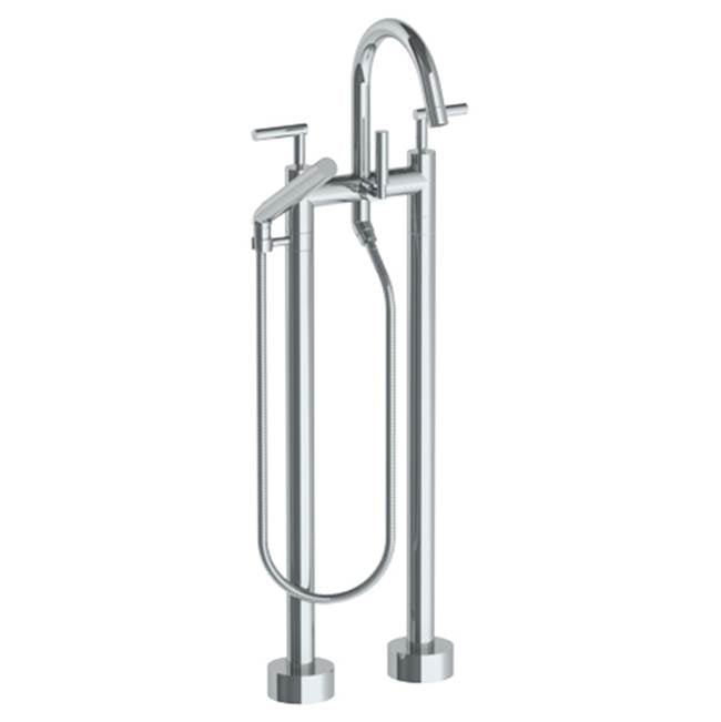 Watermark - Floor Standing Bath set with Gooseneck Spout and Slim Hand Shower - Vintage Copper