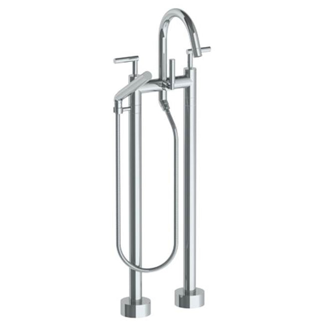 Watermark - Floor Standing Bath set with Gooseneck Spout and Slim Hand Shower - Vintage Copper