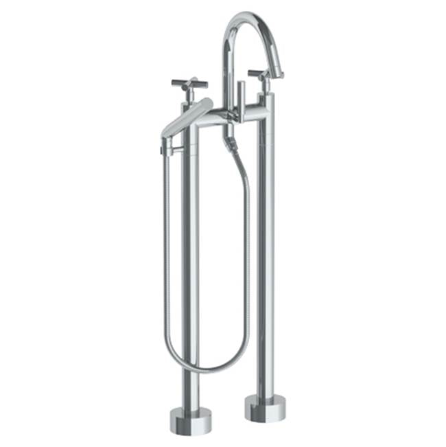 Watermark - Floor Standing Bath set with Gooseneck Spout and Slim Hand Shower - Vintage Copper