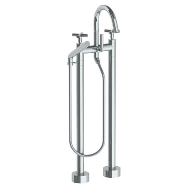 Watermark - Floor Standing Bath set with Gooseneck Spout and Slim Hand Shower - Vintage Copper