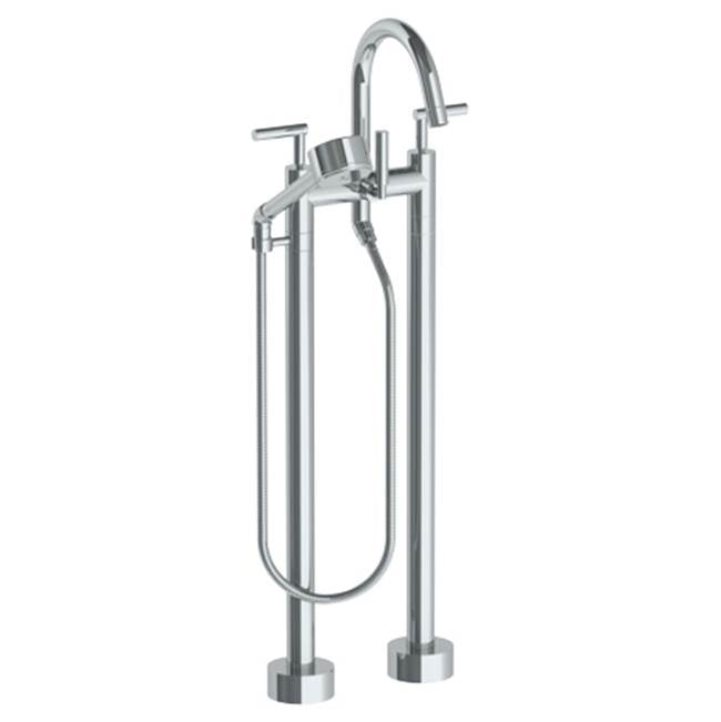 Watermark - Floor Standing Bath set with Gooseneck Spout and Volume  Hand Shower - Vintage Copper