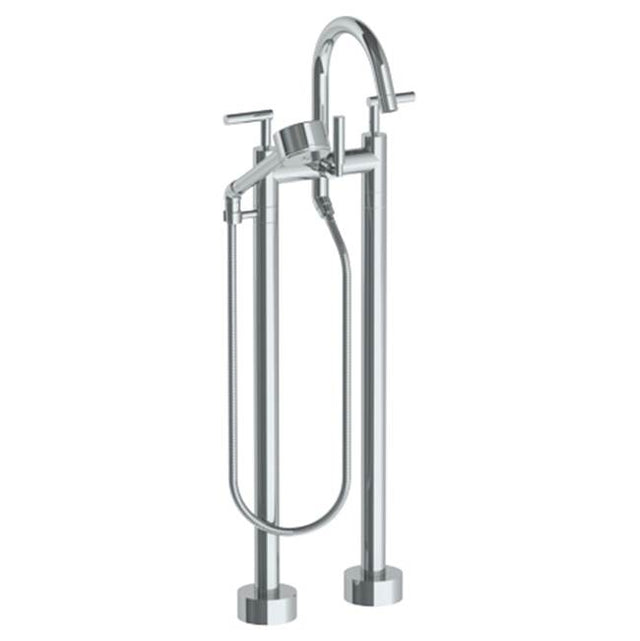 Watermark - Floor Standing Bath set with Gooseneck Spout and Volume  Hand Shower - Vintage Copper