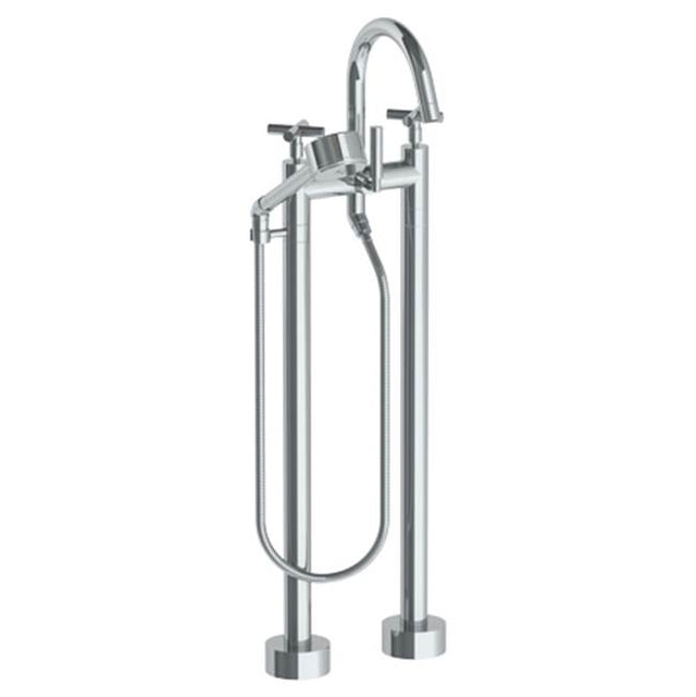 Watermark - Floor Standing Bath set with Gooseneck Spout and Volume  Hand Shower - Vintage Copper