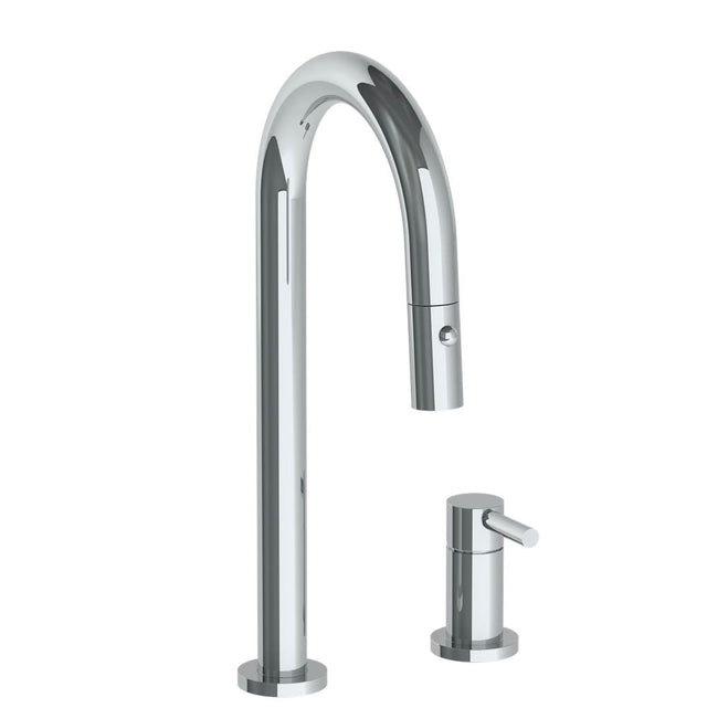 Watermark - Deck Mounted 2 Hole Gooseneck Prep Faucet with Pull Down Spray - Vintage Copper