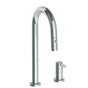 Watermark - Deck Mounted 2 Hole Gooseneck Prep Faucet with Pull Down Spray - Vintage Copper