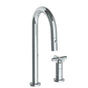 Watermark - Deck Mounted 2 Hole Gooseneck Prep Faucet with Pull Down Spray - Vintage Copper