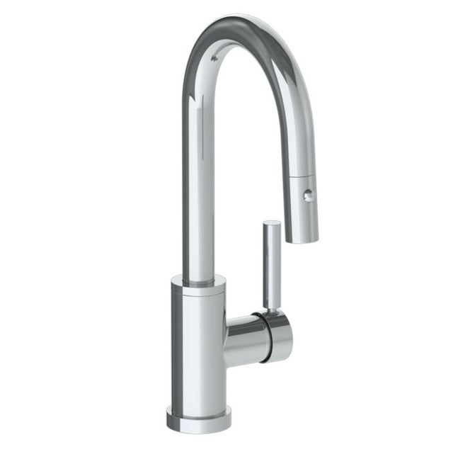 Watermark - Deck Mounted 1 Hole Gooseneck Prep Faucet with Pull Down Spray - Vintage Copper