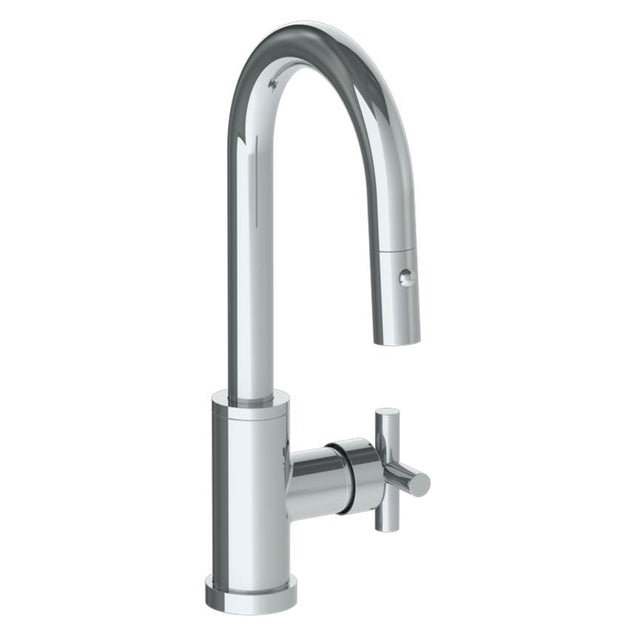 Watermark - Deck Mounted 1 Hole Gooseneck Prep Faucet with Pull Down Spray - Vintage Copper