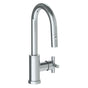 Watermark - Deck Mounted 1 Hole Gooseneck Prep Faucet with Pull Down Spray - Vintage Copper