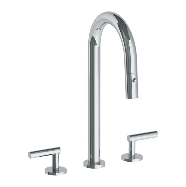 Watermark - Deck Mounted 3 Hole Gooseneck Prep Faucet with Pull Down Spray - Vintage Copper