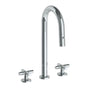 Watermark - Deck Mounted 3 Hole Gooseneck Prep Faucet with Pull Down Spray - Vintage Copper