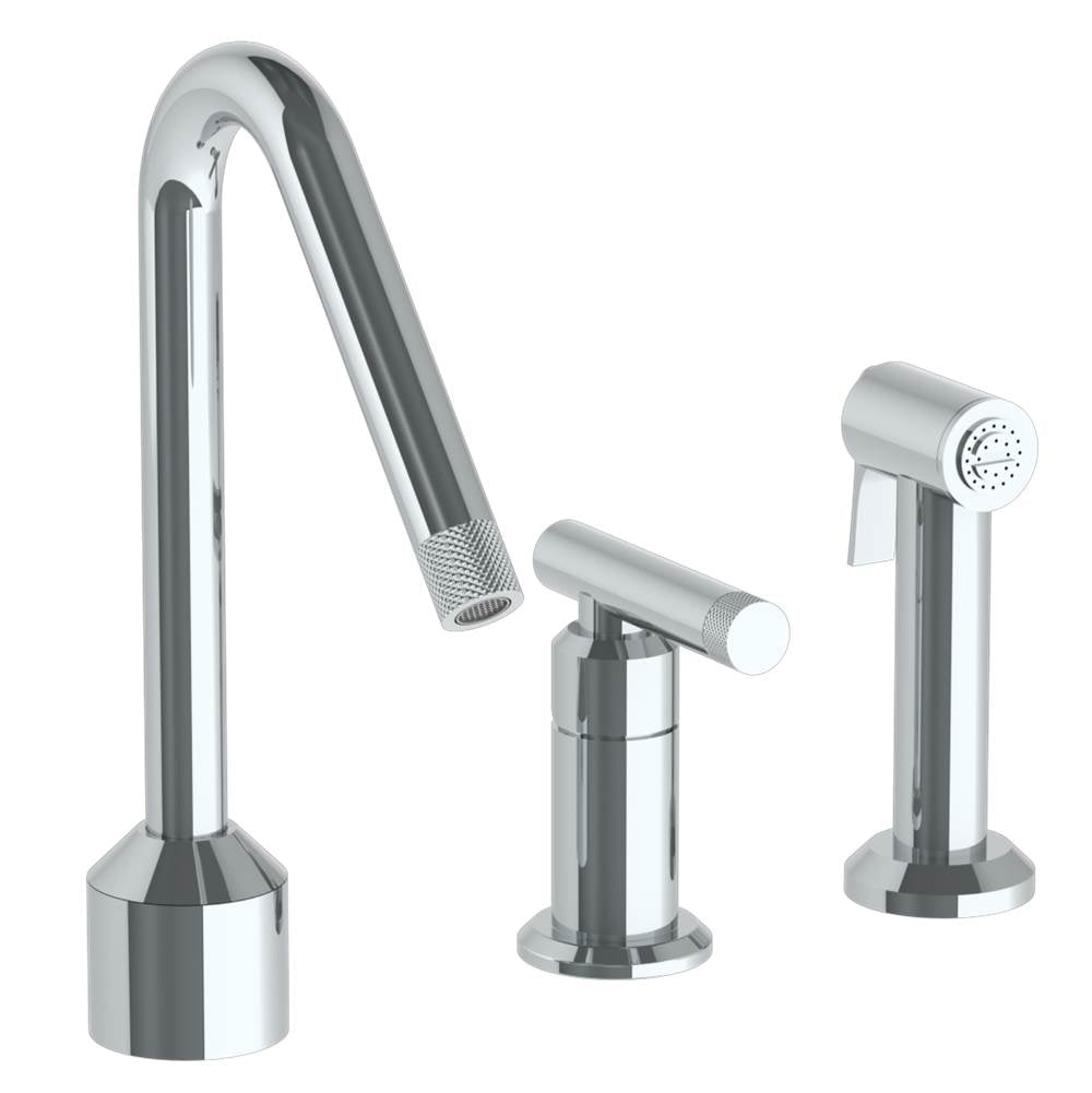 Watermark - Deck Mounted 3 Hole Kitchen Set  With Angled Spout- Includes Side Spray - Vintage Copper