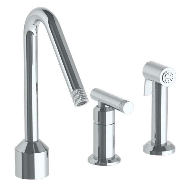 Watermark - Deck Mounted 3 Hole Kitchen Set  With Angled Spout- Includes Side Spray - Vintage Copper