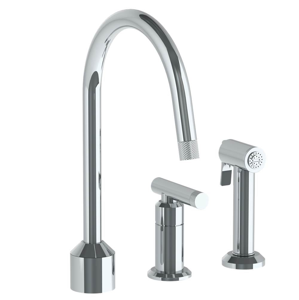Watermark - Deck Mounted 3 Hole Kitchen Set  With Gooseneck Spout- Includes Side Spray - Vintage Copper