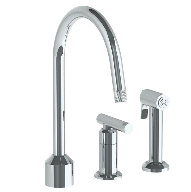 Watermark - Deck Mounted 3 Hole Kitchen Set  With Gooseneck Spout- Includes Side Spray - Vintage Copper