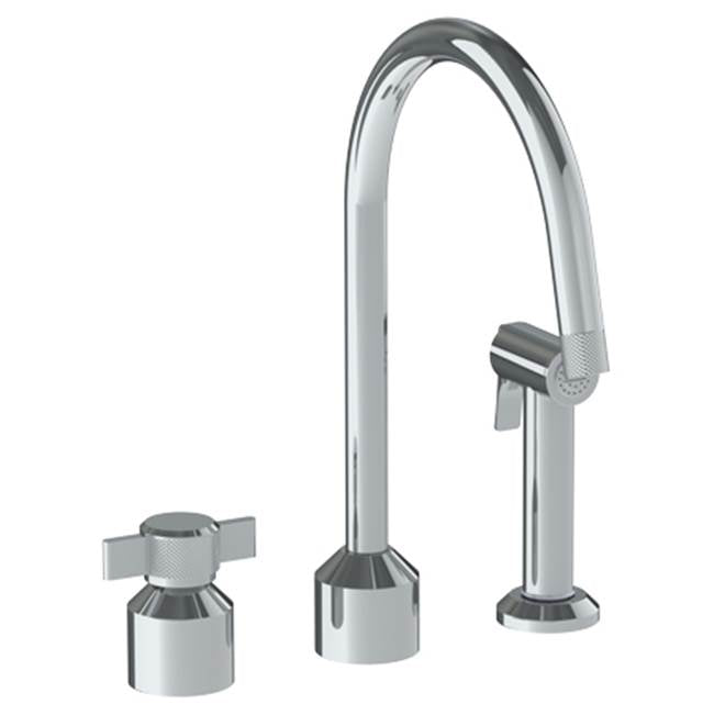 Watermark - Deck Mounted 3 Hole Kitchen Set  With Gooseneck Spout- Includes Side Spray - Vintage Copper