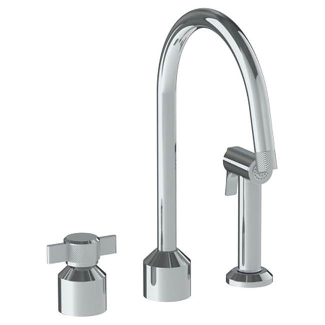 Watermark - Deck Mounted 3 Hole Kitchen Set  With Gooseneck Spout- Includes Side Spray - Vintage Copper