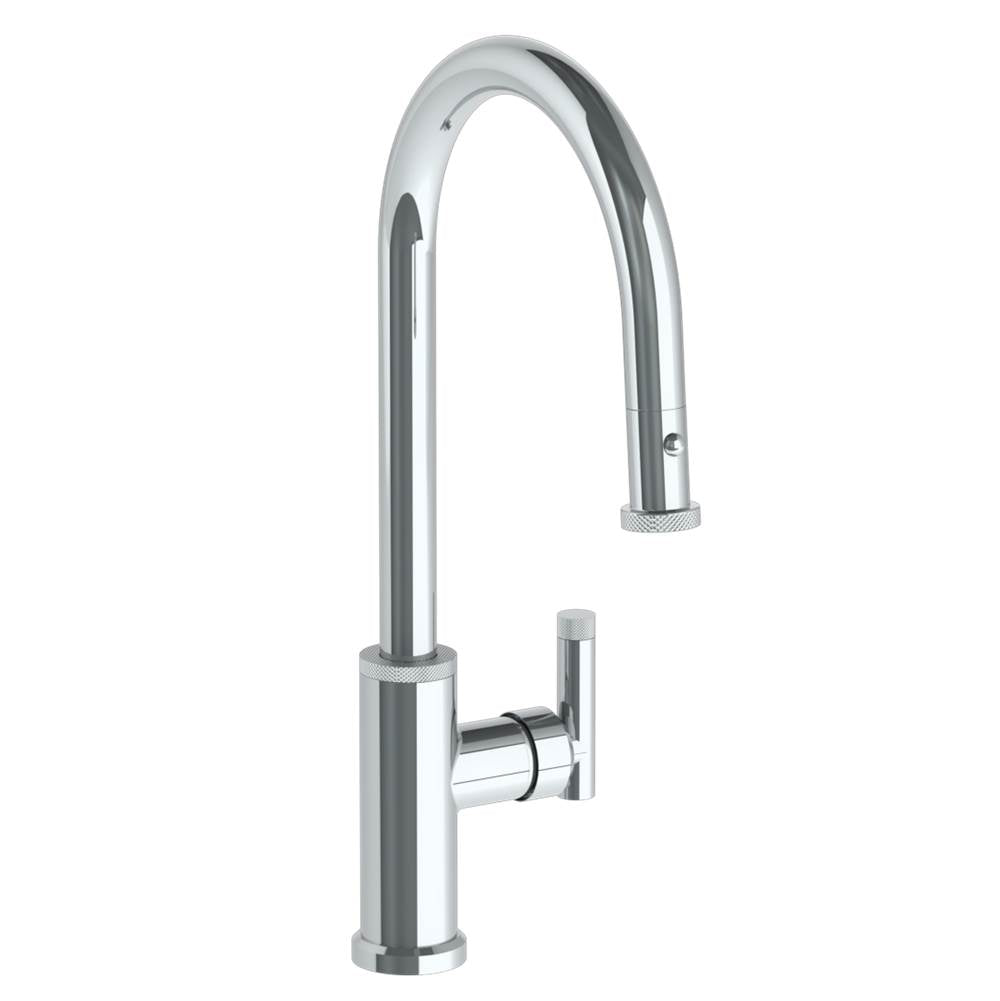 Watermark - Deck Mounted 1 Hole Gooseneck Kitchen Faucet with Pull Down Spray - High Spout - Vintage Copper